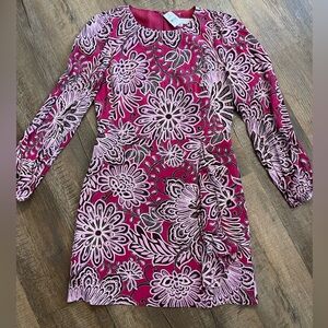 LOFT Fuchsia and Pink Floral Print Dress